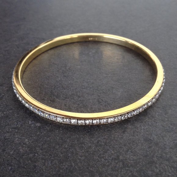 Napier Jewelry - Vintage Gols & Rhinestone Bangle Bracelet